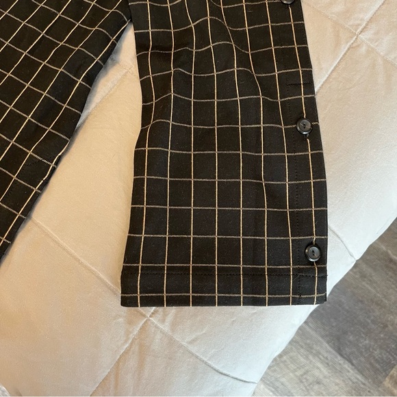 J Jill ponte knit tunic pullover top with bell sleeve  window pane plaid covers - Picture 6 of 7